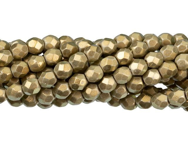 Czech Glass 6mm Halo Ethereal - Linen Fire-Polish Bead Strand by Starman