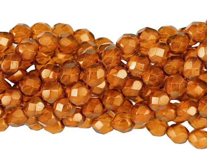 Czech Glass 6mm Halo Sandalwood Fire-Polish Bead Strand by Starman