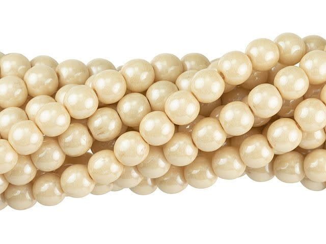 Czech Glass 6mm Luster Opaque Champagne Round Bead Strand by Starman