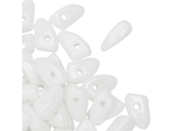 Czech Glass 6mm Luster Opaque White Prong Bead 2.5-Inch Tube by Starman