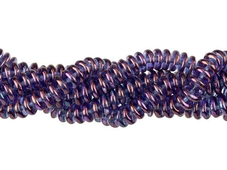 6mm Amethyst Czech Glass Simple Cut Beads, 3 Strand