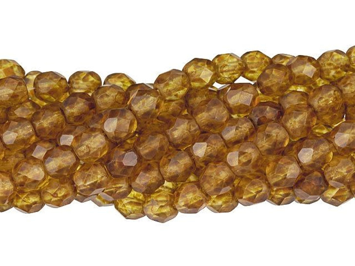 Czech Glass 6mm Matte - Rosaline - Picasso Fire-Polish Bead Strand by Starman