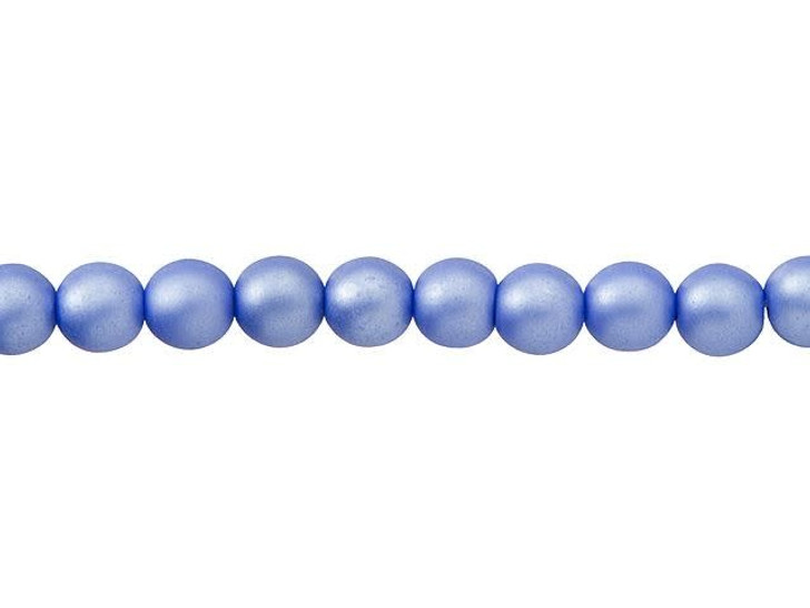 Czech Glass 6mm Matte Baby Blue Round Glass Pearl Bead Strand by Starman