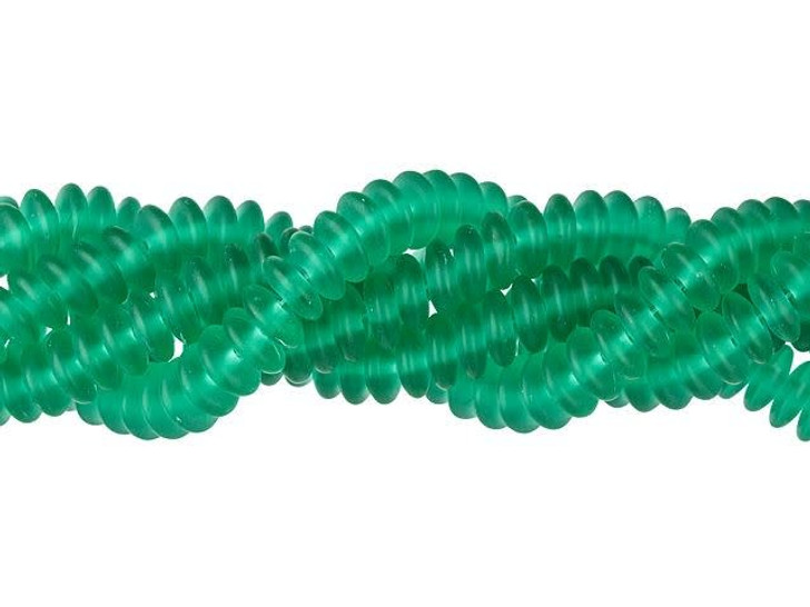 Czech Glass 6mm Matte Emerald Rondelle Bead Strand by Starman