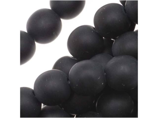 Czech Glass 6mm Matte Jet Round Bead Strand by Starman