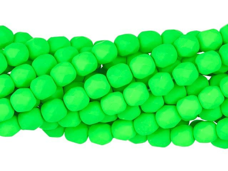 Czech Glass 6mm Neon Green Fire-Polish Bead Strand by Starman
