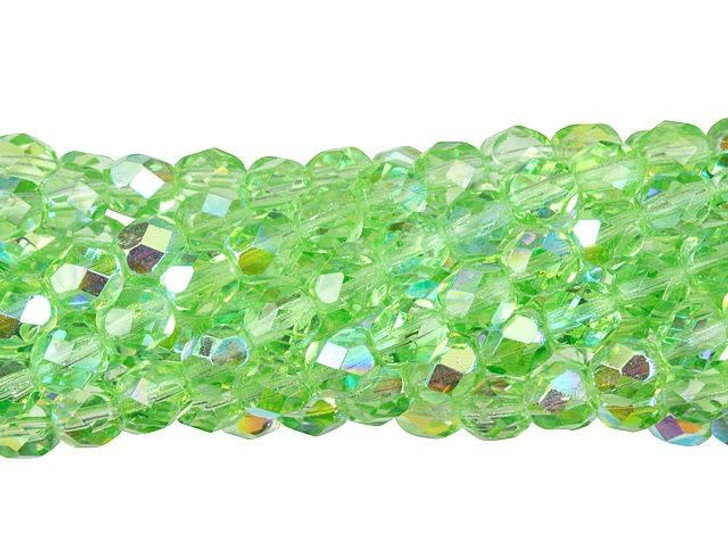 Czech Glass 6mm Peridot AB Fire-Polish Bead Strand by Starman