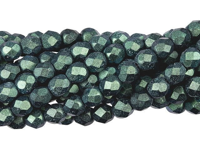 Czech Glass 6mm Polychrome - Aqua Teal Fire-Polish Bead Strand by Starman