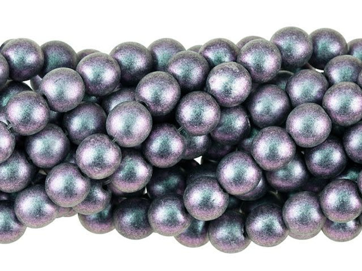 Czech Glass 6mm Polychrome Orchid Aqua Round Bead Strand by Starman