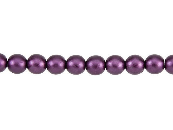 Czech Glass 6mm Purple Velvet Round Glass Pearl Bead Strand by Starman