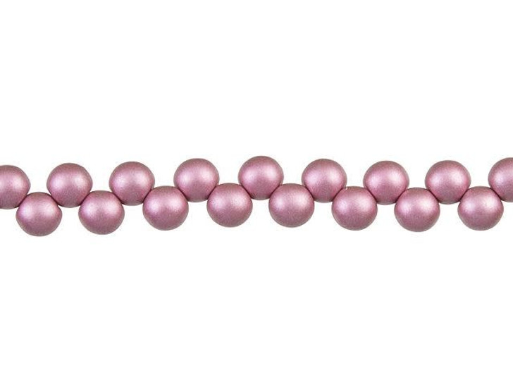 Czech Glass 6mm Satin Metallic Rouge Top-Drilled Round Bead Strand by Starman