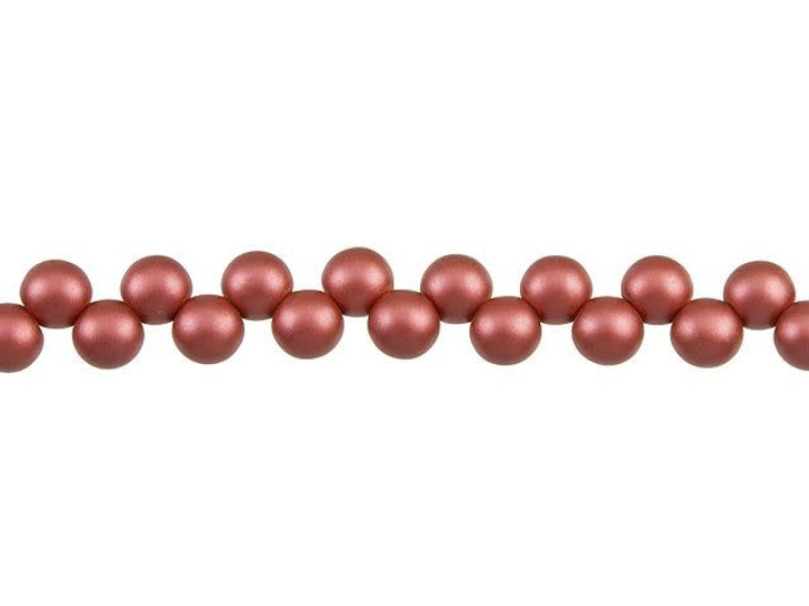 Czech Glass 6mm Satin Metallic Sangria Top-Drilled Round Bead Strand by Starman