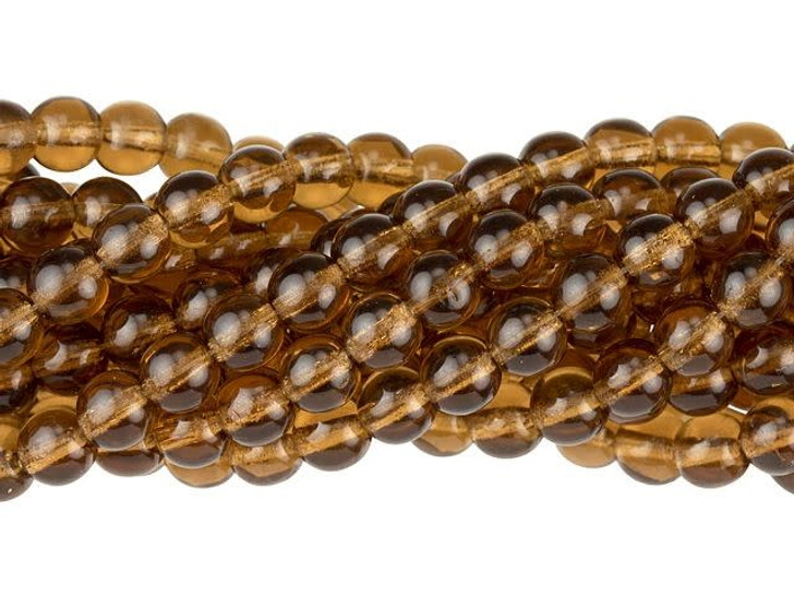 Czech Glass 6mm Smoky Topaz Round Bead Strand by Starman
