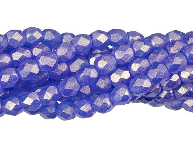 Czech Glass 6mm Sueded Gold Sapphire Fire-Polish Bead Strand by