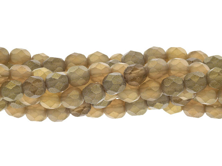 Czech Glass 6mm Sueded Gold Smoky Topaz Fire-Polish Bead Strand by Starman