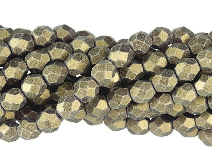 Czech Glass 6mm Sueded Gold Tanzanite Fire-Polish Bead Strand by Starman