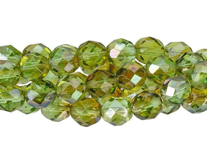 Czech Glass 8mm Chrysolite Celsian Fire-Polish Bead Strand by Starman