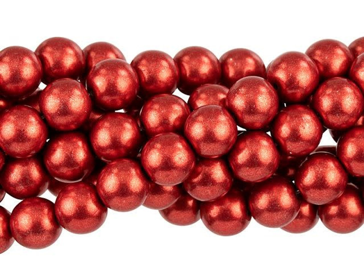 Czech Glass 8mm ColorTrends Saturated Metallic Cherry Tomato Round Bead Strand by Starman