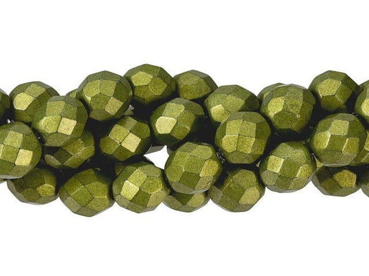 Czech Glass 8mm ColorTrends Saturated Metallic Meadowlark Fire-Polish Bead Strand by Starman