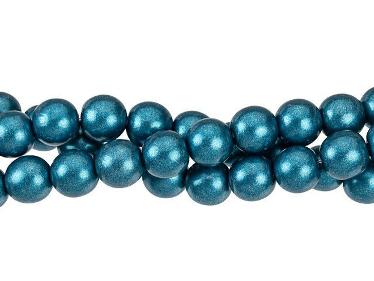 Czech Glass 8mm ColorTrends Saturated Metallic Quetzal Green Round Bead Strand (25pc Strand) by Starman