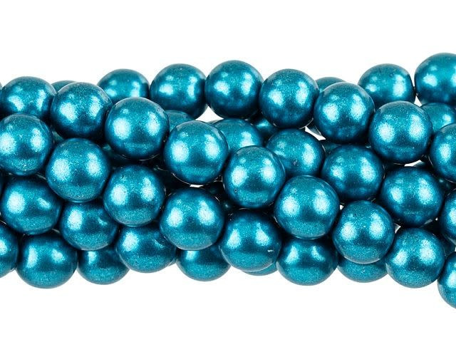 Czech Glass 8mm ColorTrends Saturated Metallic Shaded Spruce Round Bead Strand by Starman