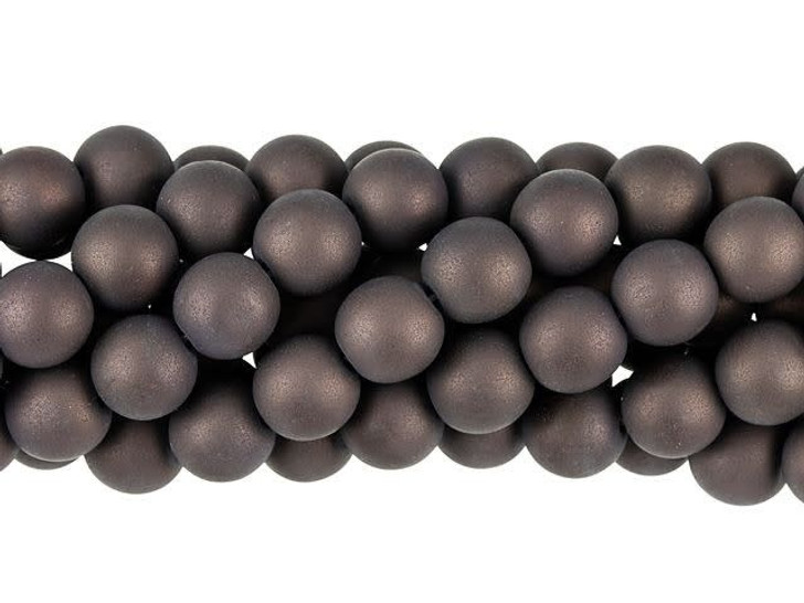Czech Glass 8mm Matte Dark Bronze Round Bead Strand by Starman