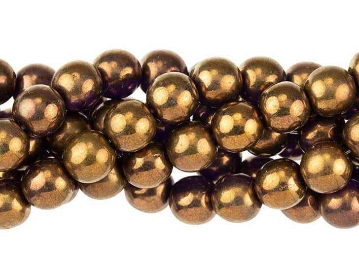 Czech Glass 8mm Patina Tanzanite Round Bead Strand by Starman