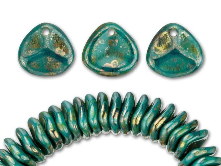 Czech Glass 8mm Persian Turquoise with Bronze Picasso Rose Petal Beads (50pc Strand) by Starman