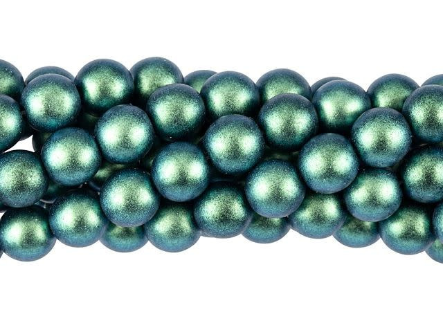 Czech Glass 8mm Polychrome Aqua Teal Round Bead Strand by Starman