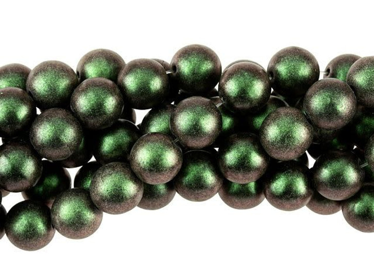 Czech Glass 8mm Polychrome Olive Mauve Round Bead Strand by Starman