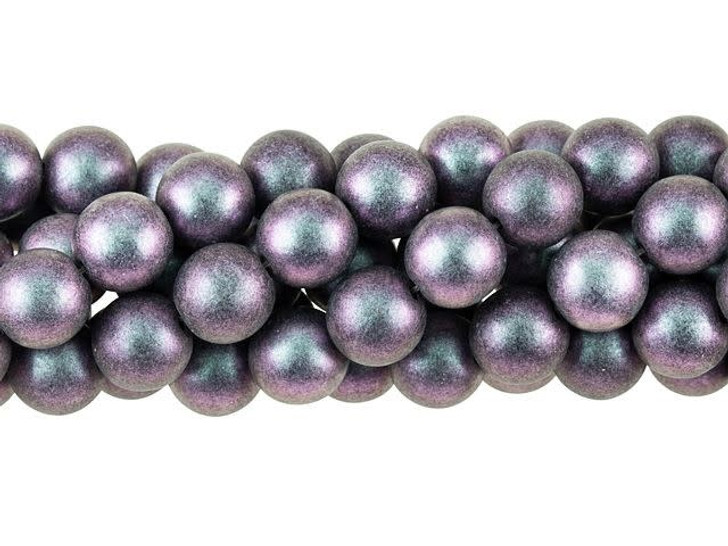 Czech Glass 8mm Polychrome Orchid Aqua Round Bead Strand by Starman