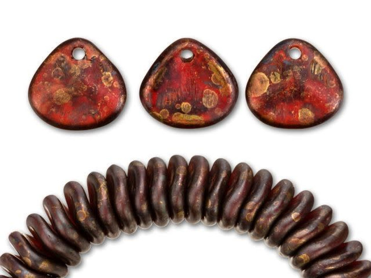 Czech Glass 8mm Siam Ruby with Copper Picasso Rose Petal Beads (50pc Strand) by Starman