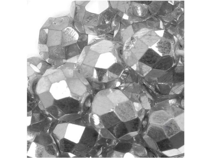 Czech Glass 8mm Silver Fire-Polish Bead Strand by Starman