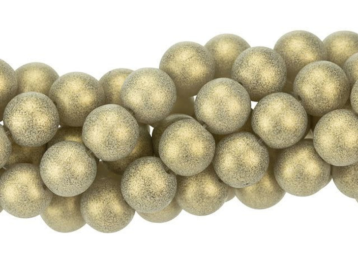Czech Glass 8mm Sueded Gold Black Diamond Round Bead Strand by Starman
