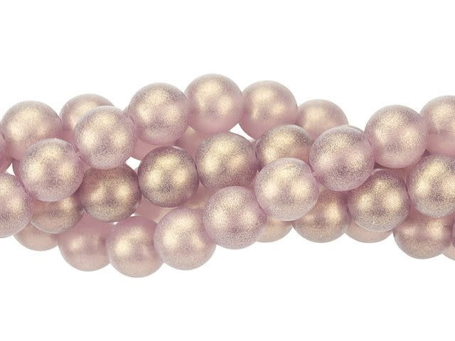 Czech Glass 8mm Sueded Gold Medium Amethyst Round Bead Strand by Starman