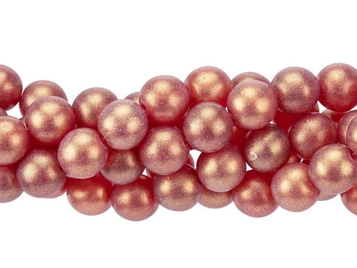 Czech Glass 8mm Sueded Gold Ruby Round Bead Strand by Starman