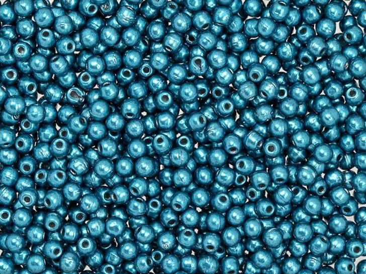 Czech Glass ColorTrends Saturated Metallic Quetzal Green Half-Drilled 2mm Round Glass Finial Bead 2.5-Inch Tube by Starman