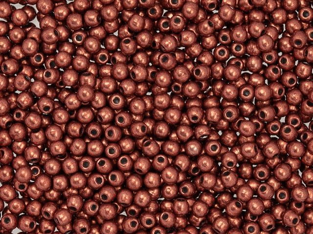 Czech Glass ColorTrends Saturated Metallic Valiant Poppy Half-Drilled 2mm Round Glass Finial Bead 2.5-Inch Tube by Starman