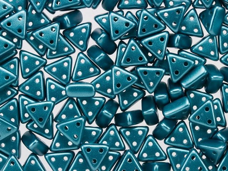 Czech Glass Emma 3-Hole Bead 3 x 6mm Pastel Blue Zircon 8g Bag