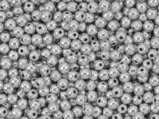 Czech Glass Round Beads 3mm Silver (100pc Strand) by Starman