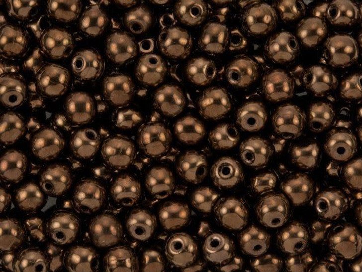 Czech Glass Round Beads 4mm Dark Brown (100pc Strand) by Starman