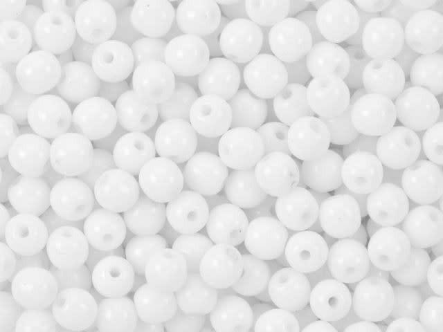 Czech Glass Round Beads 4mm Opaque White (100pc Strand) by Starman