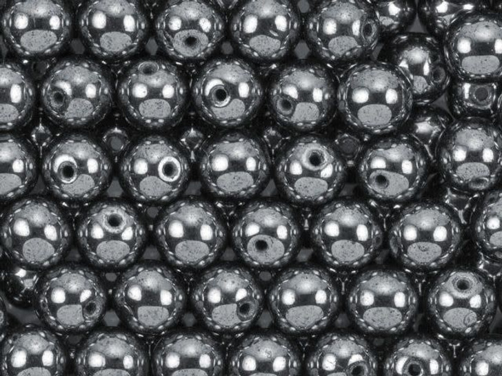 Czech Glass Round Beads 6mm Hematite (50pc Strand) by Starman