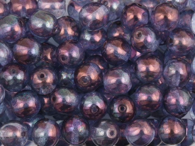 Czech Glass Round Beads 8mm Amethyst Luster (25pc Strand) by Starman