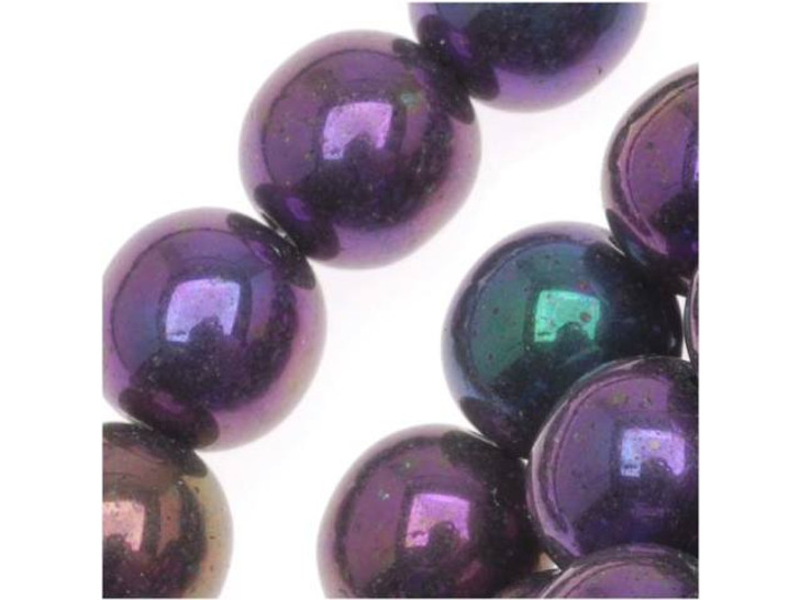 Czech Glass Round Beads 8mm Purple Iris (25pc Strand) by Starman