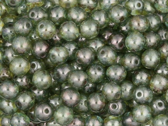 Czech Glass Round Beads Green Luster 6mm (50pc Strand) by Starman