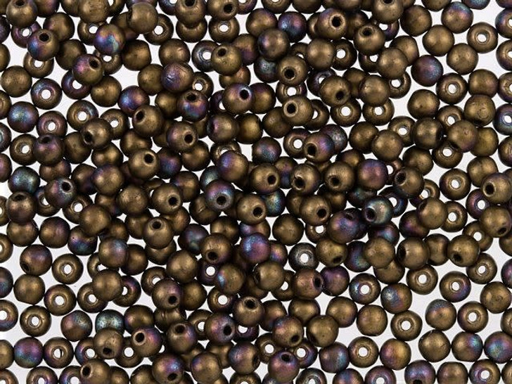 Czech Glass Round Beads Jet Matte Bronze Vega 3mm (100pc Strand) by Starman