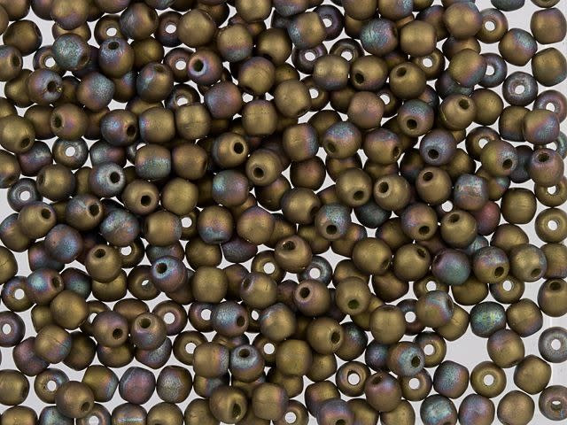 Czech Glass Round Beads Matte Oxidized Bronze Clay 3mm (100pc Strand) by Starman