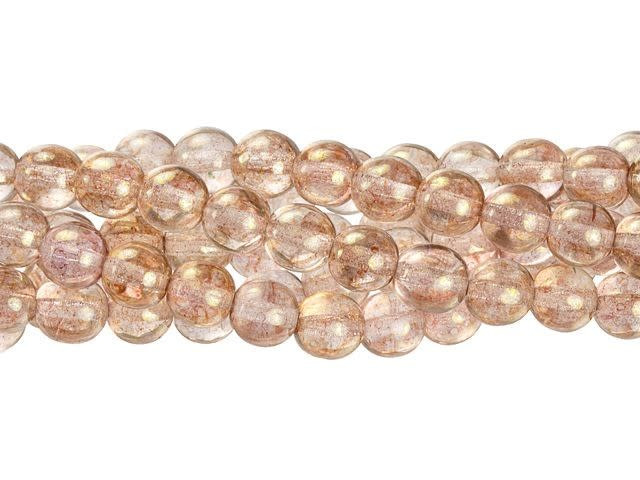 Czech Glass Round Beads Topaz and Pink Luster 6mm (50pc Strand) by Starman