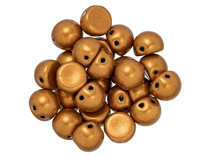 CzechMates 2-Hole 7mm ColorTrends Saturated Metallic Russet Orange Cabochon Bead 2.5-Inch Tube